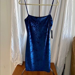 Velvet Blue Bodycon Dress